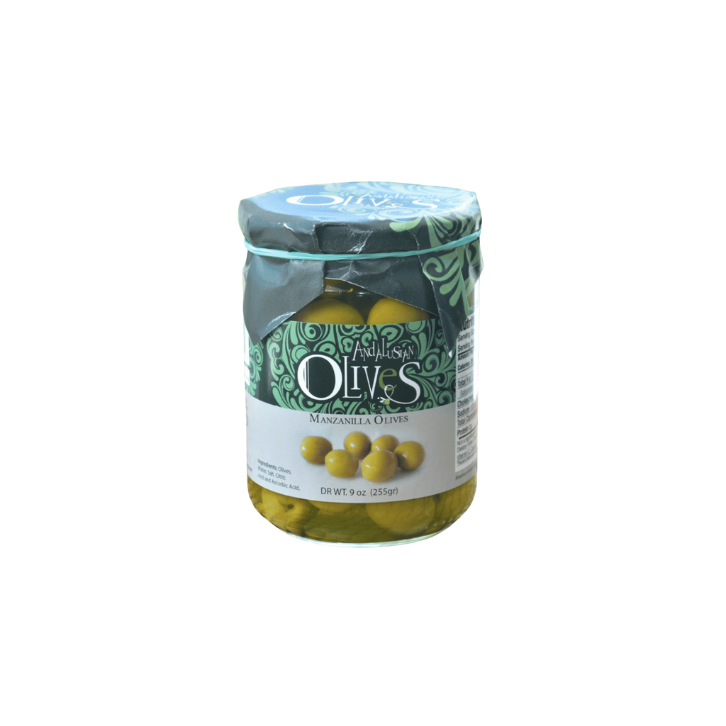 Green Manzanilla olives by Andalusian Olives jar