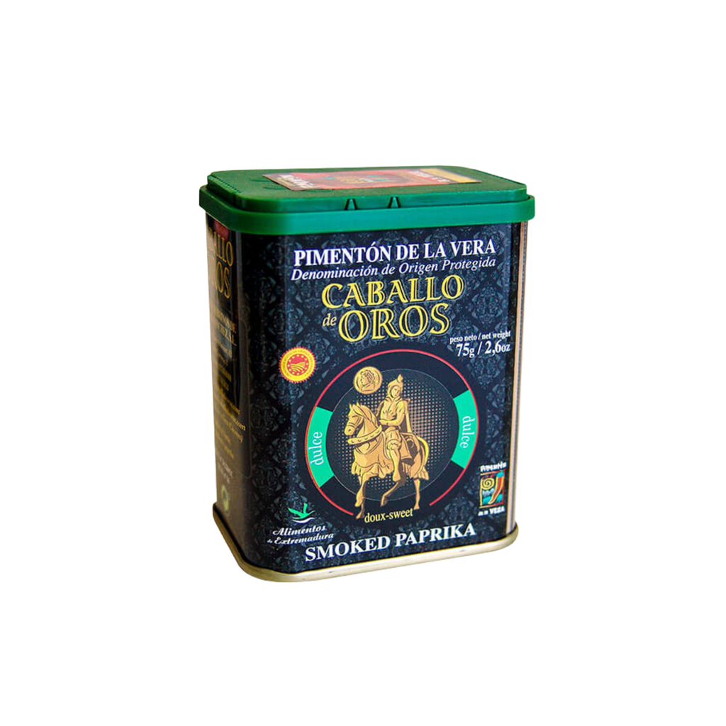 Smoked Sweet Paprika D.O. Vera Caballo de Oros  small green and black tin