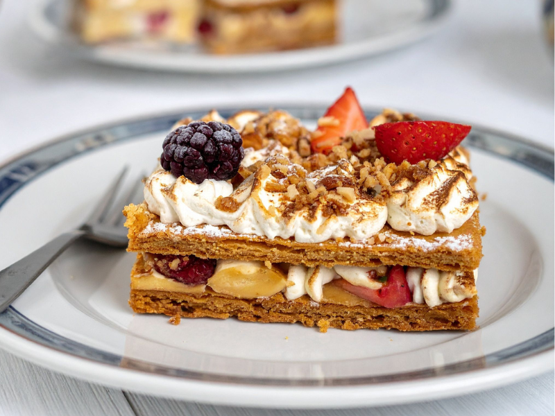 Soft Turrón  Cream and Berries Mille-Feuille