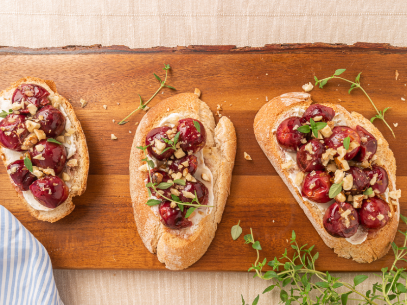 Goat Cheese, Grapes & Honey Toasts