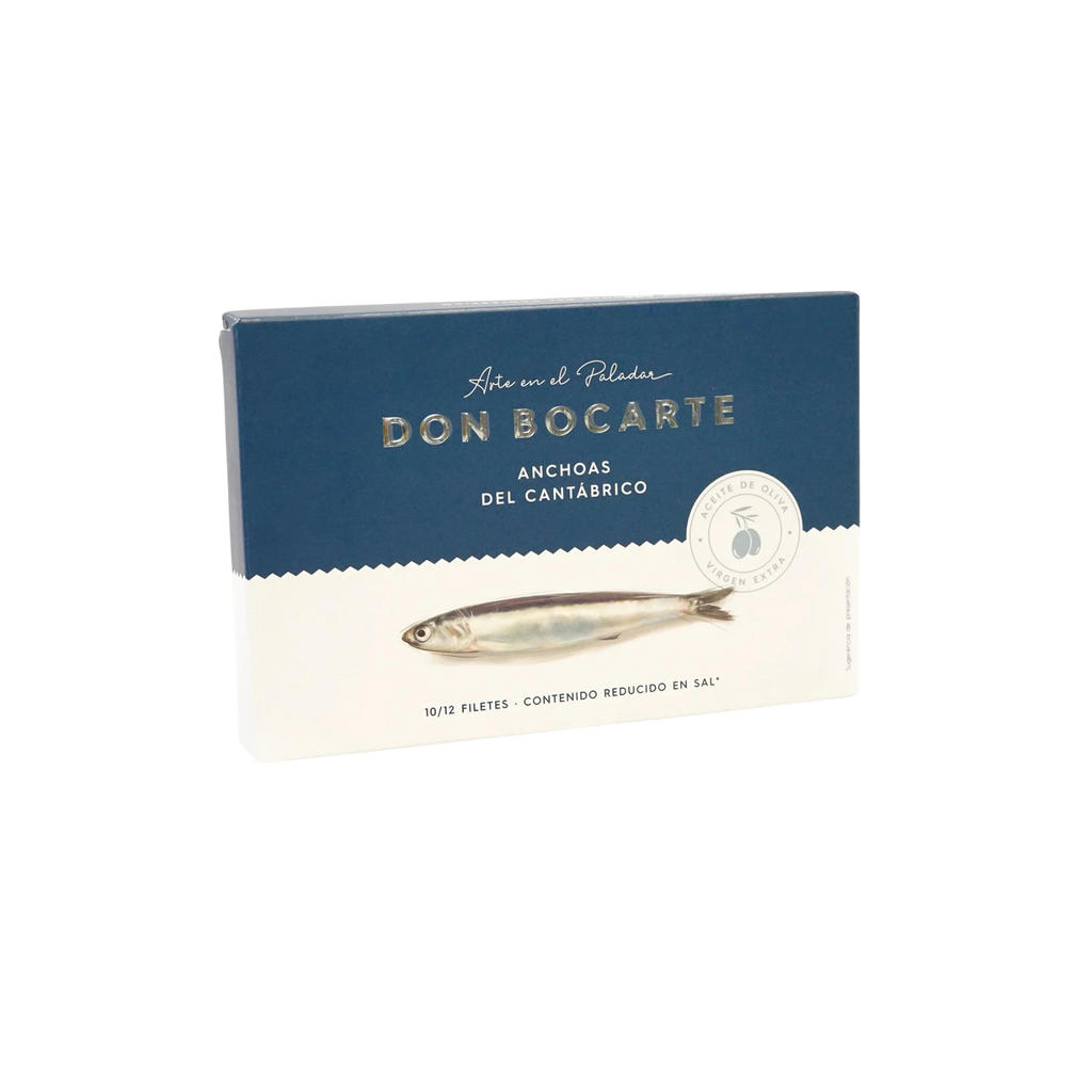 Don Bocate cantabrian anchovies 10-12 filets can in package