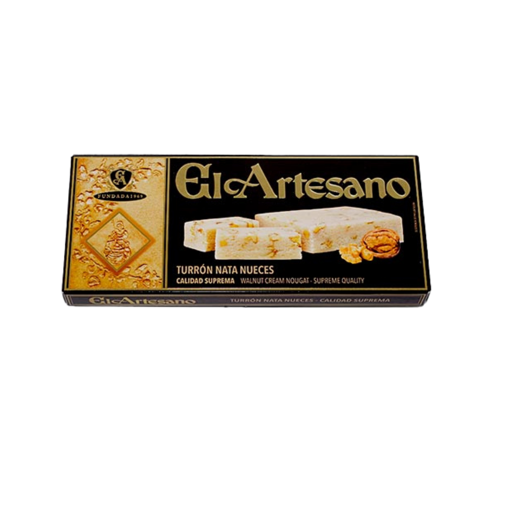 El artesano Cream and nut Nougat black and golden box