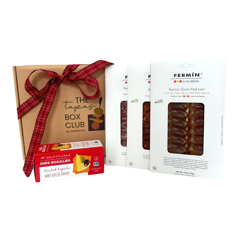 Festive Tapas Box by The Tapas Box Club including Fermin charcuterie trio and paprika crackers
