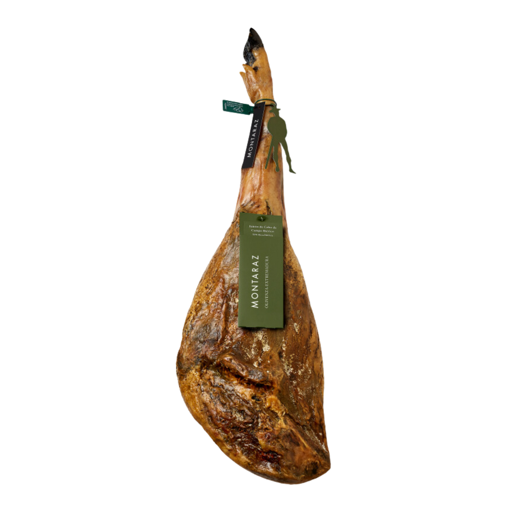 Iberico Free Range Ham All Natural bone in by Montaraz Green label. Deliberico