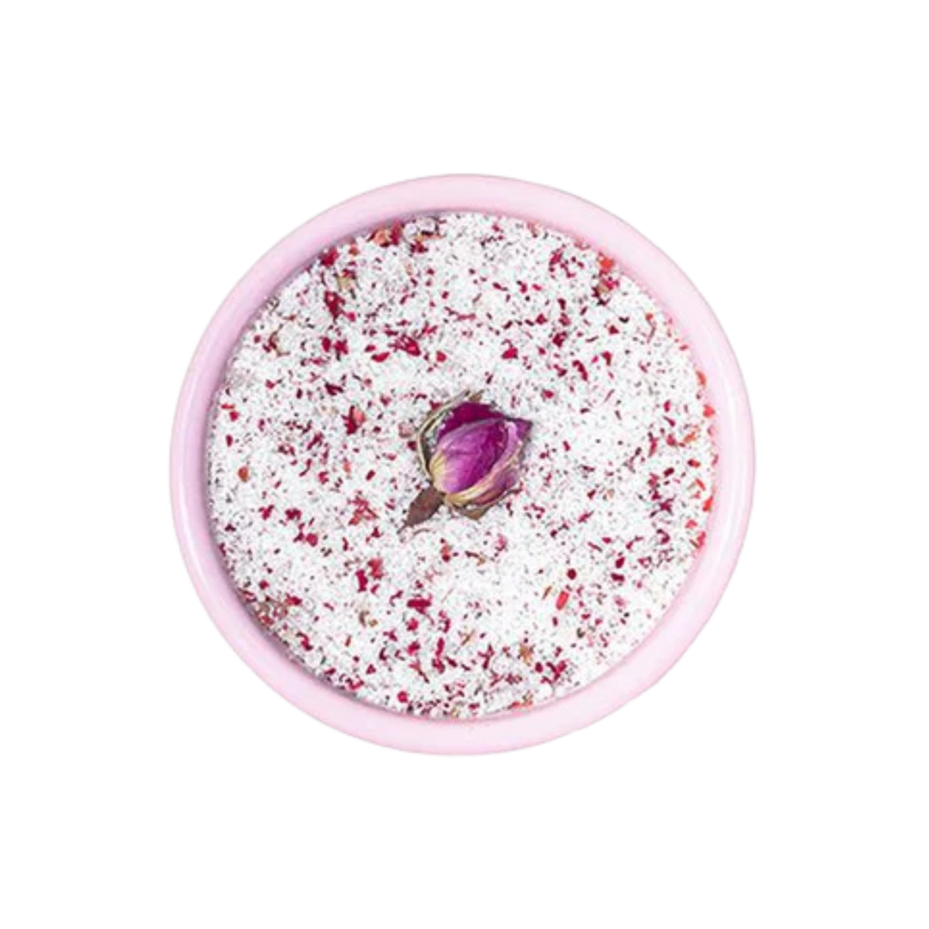  'Sal de Ibiza'Salt Pink container with salt and rose petals contents