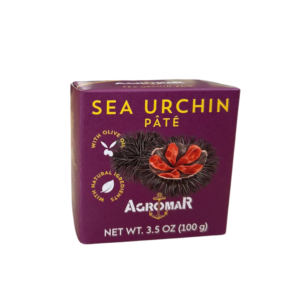 Sea Urchin Pate maroon front box with image of sea urchin by Agromar