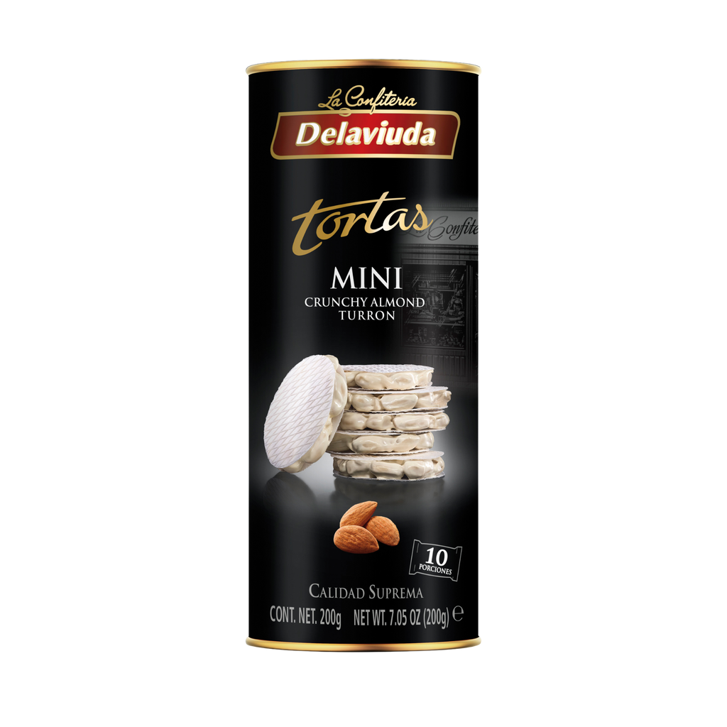 Mini Crunchy Almond Nougat rounds. by Delaviuda. Each piece is thoughtfully individually wrapped for your convenience and the original taste of Christmas.