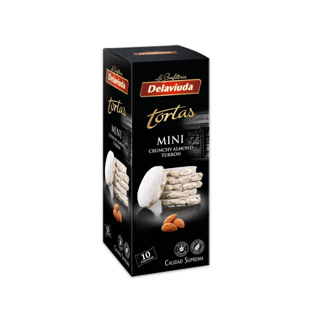 Mini Crunchy Almond Nougat rounds. by Delaviuda. Each piece is thoughtfully individually wrapped for your convenience and the original taste of Christmas.