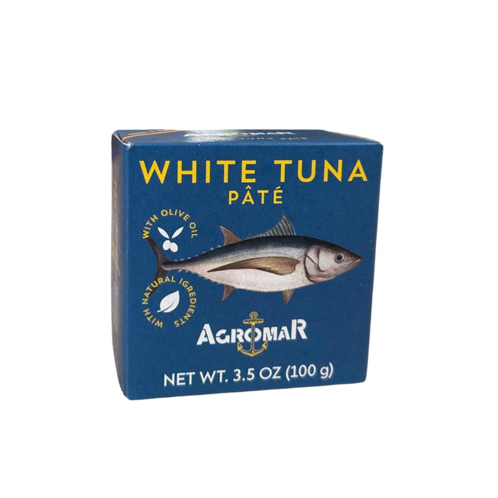 White tuna pate blue box by agromar with tuna image and logo