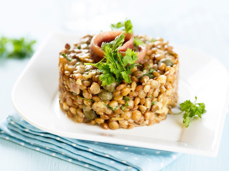 Pardina Lentils salad with anchovie and parsley