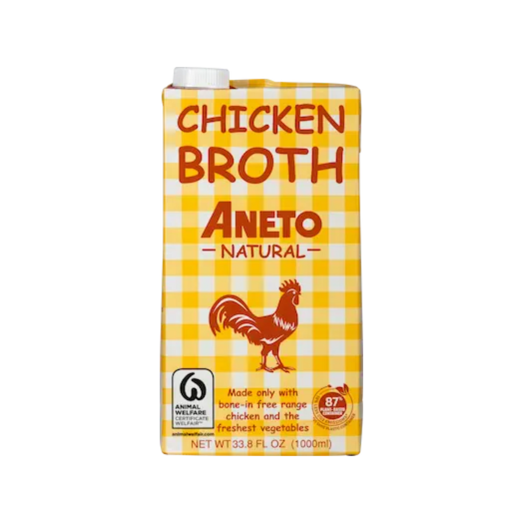 Chicken broth yellow gingham by Aneto tetrapack. Deliberico