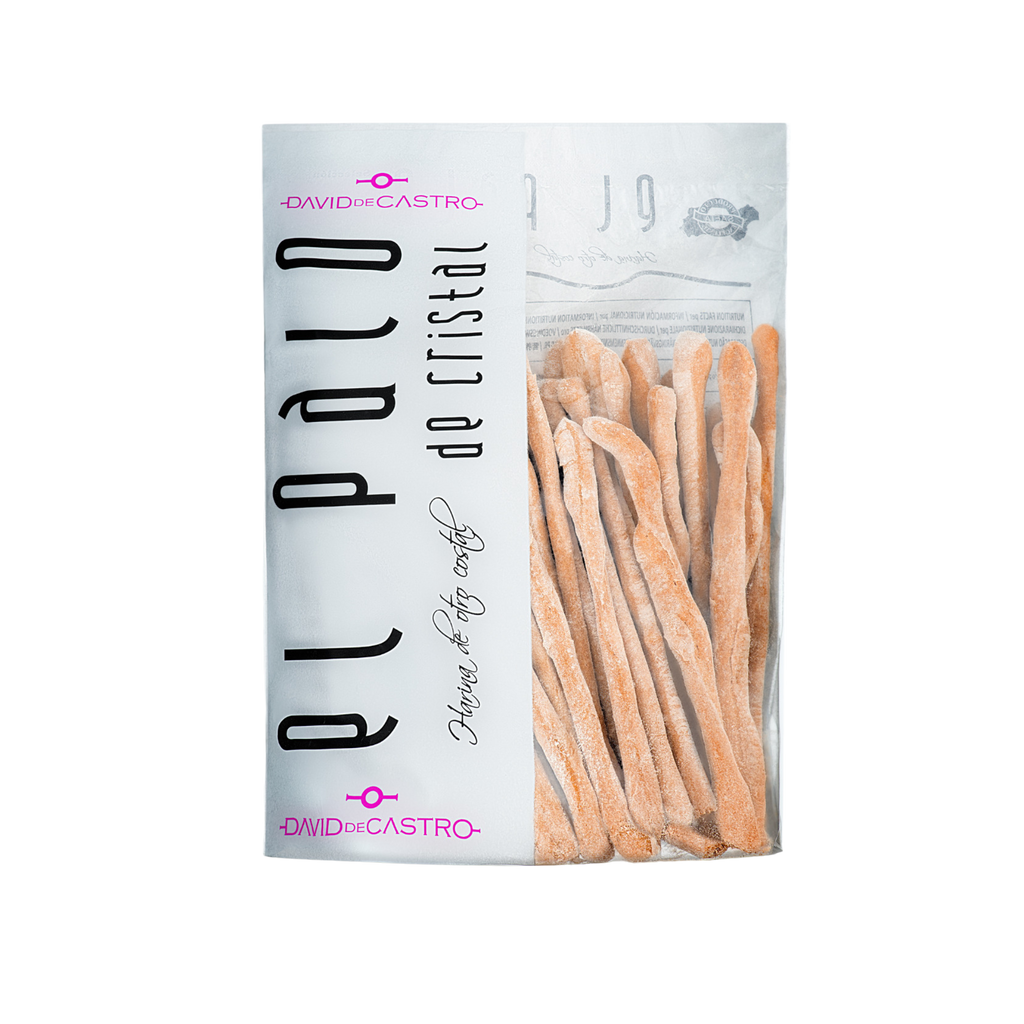Palo de cristal Bread sticks white bag with transparent side to see product. Deliberico 