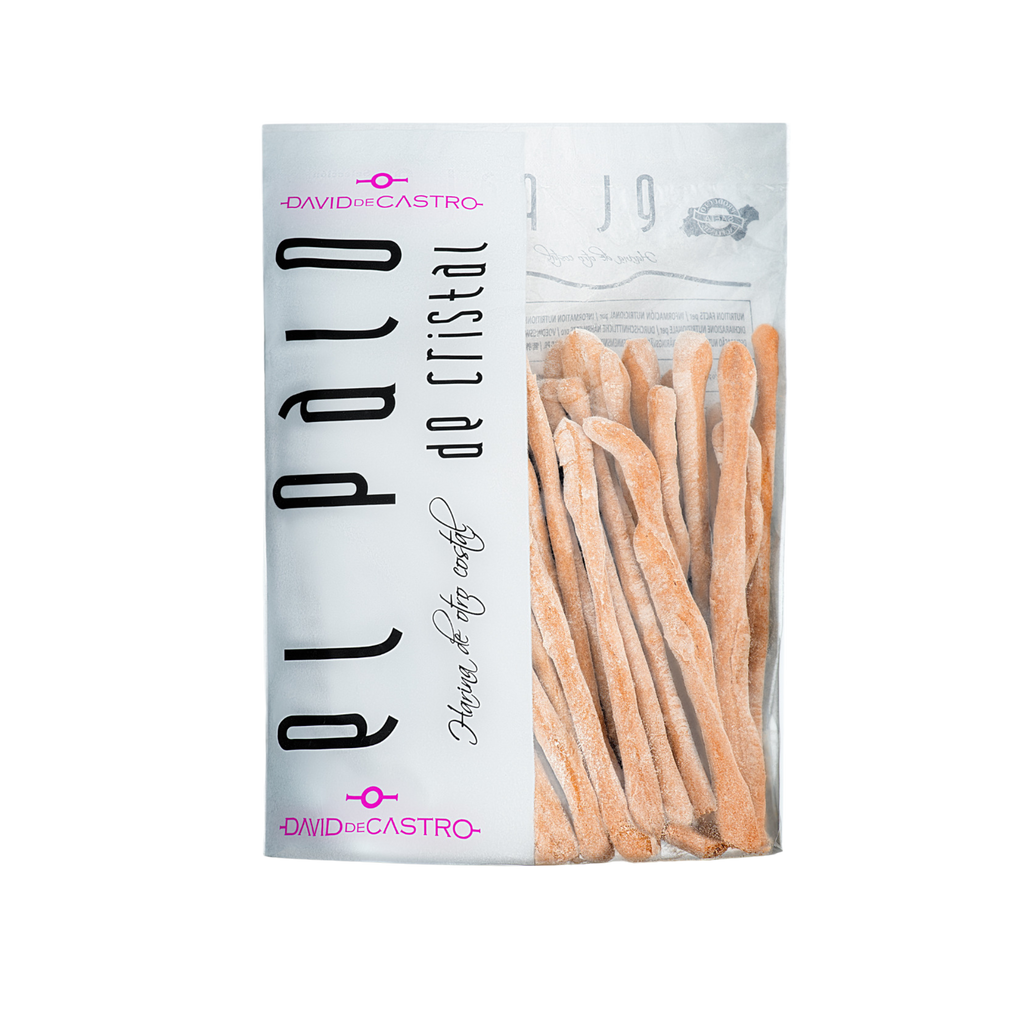 Palo de cristal Bread sticks white bag with transparent side to see product. Deliberico