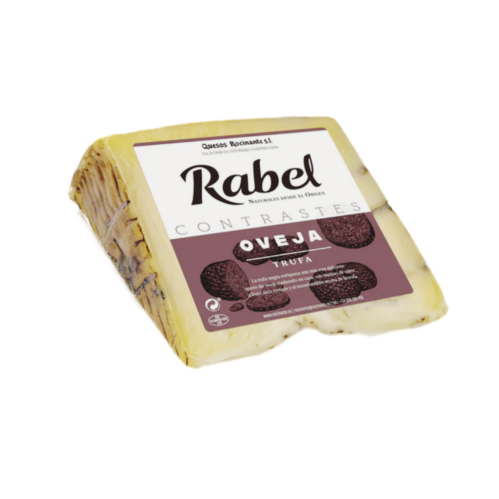 Rabel Truffle Sheep cheese wedge. Deliberico