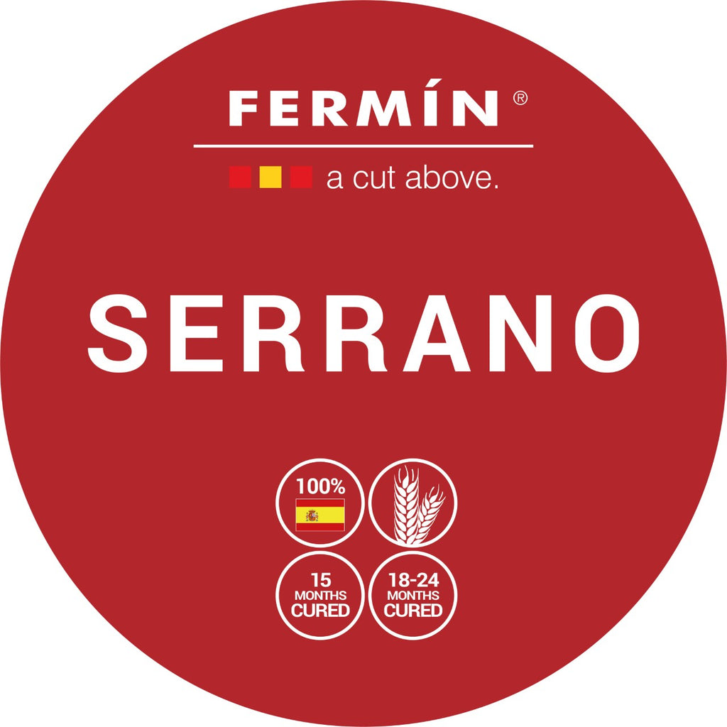 Fermin Serrano red round logo. Deliberico